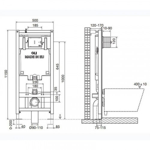 Инсталляция для унитаза Oli OLI80 300572mSl00 + панель слива Slim хром глянец