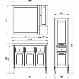ASB-Woodline Тумба с раковиной Гранда 105 grigio серый