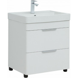 Aquanet Тумба с раковиной Ирис New 60 белая глянцевая