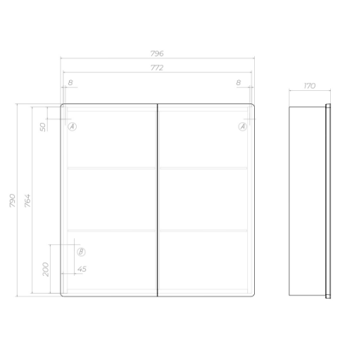 Vigo Зеркальный шкаф Geometry 800