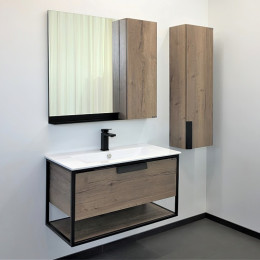 Comforty Тумба с раковиной Бонн 90 (Quadro) подвесная дуб темный