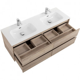 BelBagno Тумба с раковиной Kraft 140 подвесная 4 ящика Rovere Galifax Bianco двойная раковина