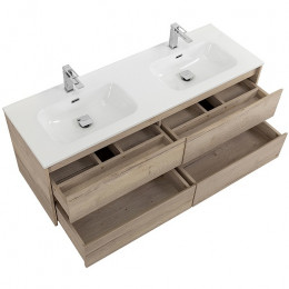 BelBagno Тумба с раковиной Kraft 140 подвесная 4 ящика Rovere Galifax Bianco двойная раковина