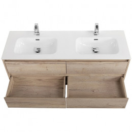 BelBagno Тумба с раковиной Kraft 140 подвесная 4 ящика Rovere Galifax Bianco двойная раковина