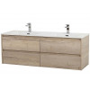 BelBagno Тумба с раковиной Kraft 140 подвесная 4 ящика Rovere Galifax Bianco двойная раковина