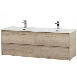 BelBagno Тумба с раковиной Kraft 140 подвесная 4 ящика Rovere Galifax Bianco двойная раковина