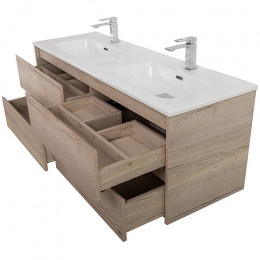BelBagno Тумба с раковиной Kraft 140 подвесная 4 ящика Rovere Galifax Bianco двойная раковина