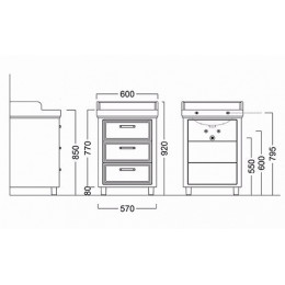 Kerama Marazzi Тумба под раковину Pompei 60, 3 ящика, черная