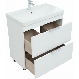 Aquanet Тумба с раковиной Ирис New 80 белая глянцевая