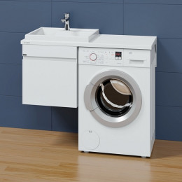СанТа Мебель для ванной под стиральную машину Марс 110 L 1 ящик подвесная белая