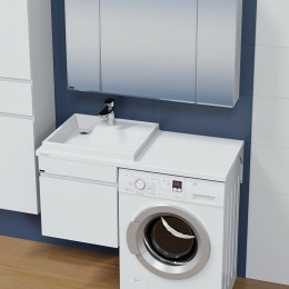 СанТа Мебель для ванной под стиральную машину Марс 110 L 1 ящик подвесная белая