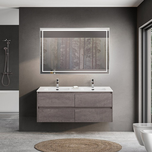 BelBagno Тумба с раковиной Kraft 120 подвесная 4 ящика Cemento Grigio двойная раковина