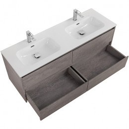 BelBagno Тумба с раковиной Kraft 120 подвесная 4 ящика Cemento Grigio двойная раковина