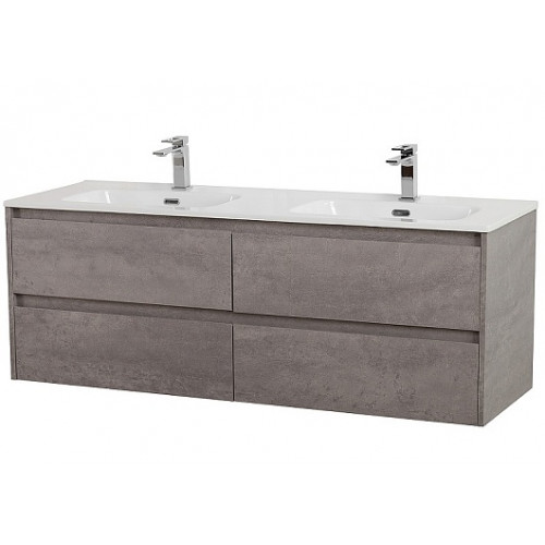 BelBagno Тумба с раковиной Kraft 120 подвесная 4 ящика Cemento Grigio двойная раковина