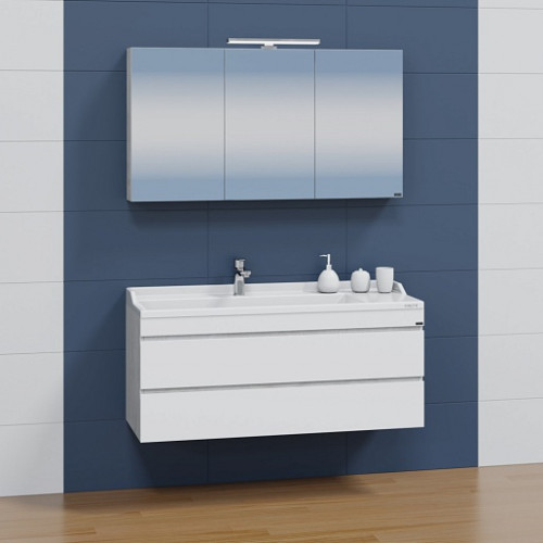 СанТа Тумба с раковиной Марс 120 подвесная белая/светлое дерево