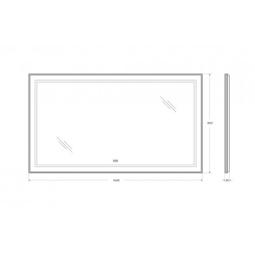 BelBagno Зеркало SPC-KRAFT-1400-800-LED-TCH-WARM-NERO