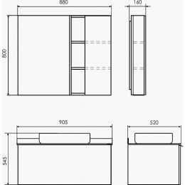Comforty Тумба с раковиной Милан 90 с графитовой столешницей подвесная белая