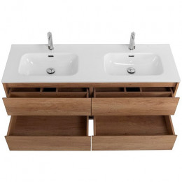 BelBagno Тумба с раковиной Kraft 140 подвесная 4 ящика Rovere Nebrasca Nature двойная раковина