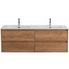 BelBagno Тумба с раковиной Kraft 140 подвесная 4 ящика Rovere Nebrasca Nature двойная раковина