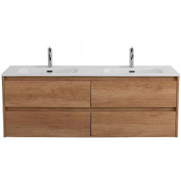 BelBagno Тумба с раковиной Kraft 140 подвесная 4 ящика Rovere Nebrasca Nature двойная раковина