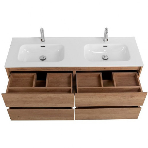 BelBagno Тумба с раковиной Kraft 140 подвесная 4 ящика Rovere Nebrasca Nature двойная раковина