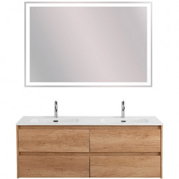 BelBagno Тумба с раковиной Kraft 140 подвесная 4 ящика Rovere Nebrasca Nature двойная раковина