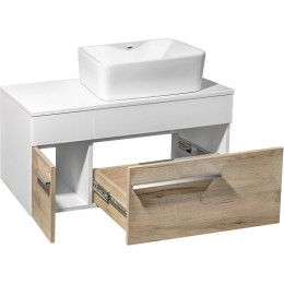 Runo Тумба под раковину Вудлайн 85 дуб крафт/белая
