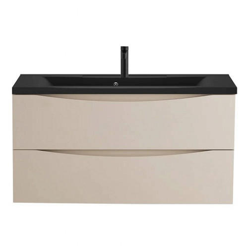 BelBagno Мебель для ванной Marino 100 подвесная Crema Opaco с раковиной BB1000/445-LV-ART-PR-NERO
