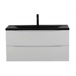 BelBagno Тумба с раковиной Marino 100 подвесная Bianco Lucido с раковиной BB1000/445-LV-ART-PR-NERO