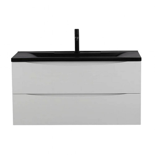 BelBagno Тумба с раковиной Marino 100 подвесная Bianco Lucido с раковиной BB1000/445-LV-ART-PR-NERO