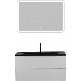 BelBagno Тумба с раковиной Marino 100 подвесная Bianco Lucido с раковиной BB1000/445-LV-ART-PR-NERO
