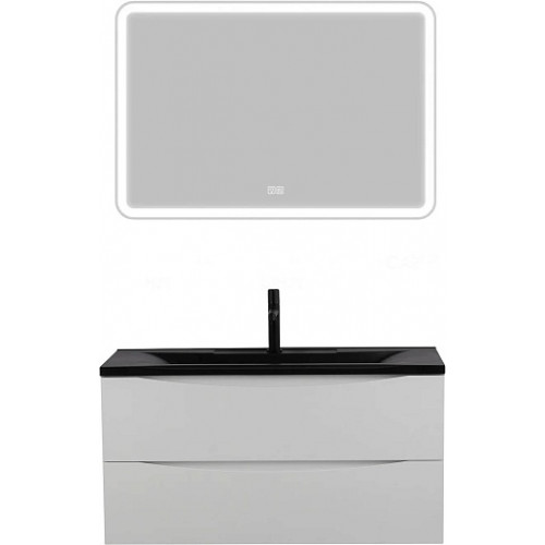 BelBagno Тумба с раковиной Marino 100 подвесная Bianco Lucido с раковиной BB1000/445-LV-ART-PR-NERO