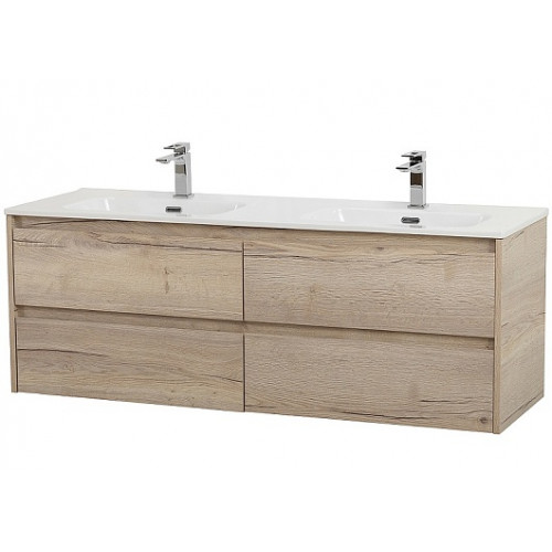 BelBagno Тумба с раковиной Kraft 120 подвесная 4 ящика Rovere Galifax Bianco двойная раковина