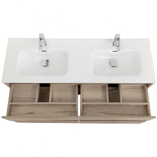BelBagno Тумба с раковиной Kraft 120 подвесная 4 ящика Rovere Galifax Bianco двойная раковина