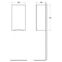 BelBagno Полу-пенал для ванной Fly-Marino 40/75 L Bianco Lucido