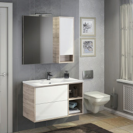 Comforty Зеркальный шкаф Гамбург 90 R дуб сонома
