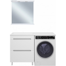 Misty Мебель для ванной Байкал 130 L под стиральную машину белая