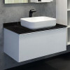 Comforty Мебель для ванной Милан 90 T-Y9378 с черной столешницей подвесная белая