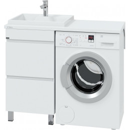 СанТа Мебель для ванной под стиральную машину Марс 110 L 2 ящика белая