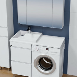 СанТа Мебель для ванной под стиральную машину Марс 110 L 2 ящика белая