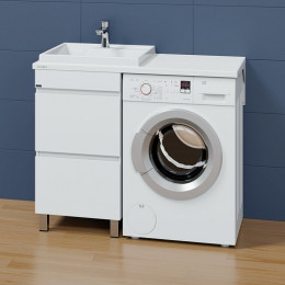 СанТа Мебель для ванной под стиральную машину Марс 110 L 2 ящика белая