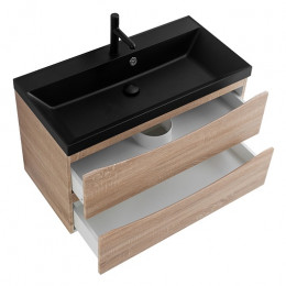 BelBagno Тумба с раковиной Marino 80 подвесная Rovere Bianco с раковиной 80/45 AST-NERO