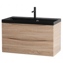 BelBagno Тумба с раковиной Marino 80 подвесная Rovere Bianco с раковиной 80/45 AST-NERO