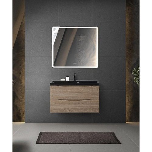 BelBagno Тумба с раковиной Marino 80 подвесная Rovere Bianco с раковиной 80/45 AST-NERO