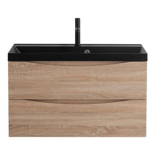 BelBagno Тумба с раковиной Marino 80 подвесная Rovere Bianco с раковиной 80/45 AST-NERO