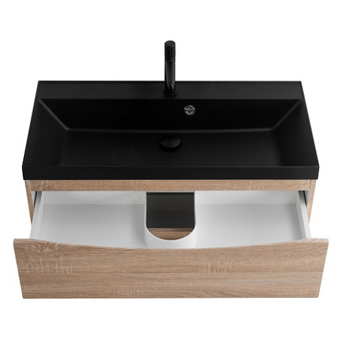 BelBagno Тумба с раковиной Marino 80 подвесная Rovere Bianco с раковиной 80/45 AST-NERO