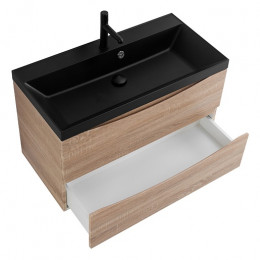 BelBagno Тумба с раковиной Marino 80 подвесная Rovere Bianco с раковиной 80/45 AST-NERO