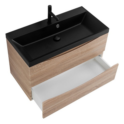 BelBagno Тумба с раковиной Marino 80 подвесная Rovere Bianco с раковиной 80/45 AST-NERO