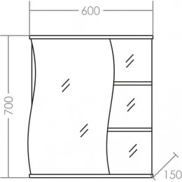 СанТа Зеркальный шкаф Волна 60 L