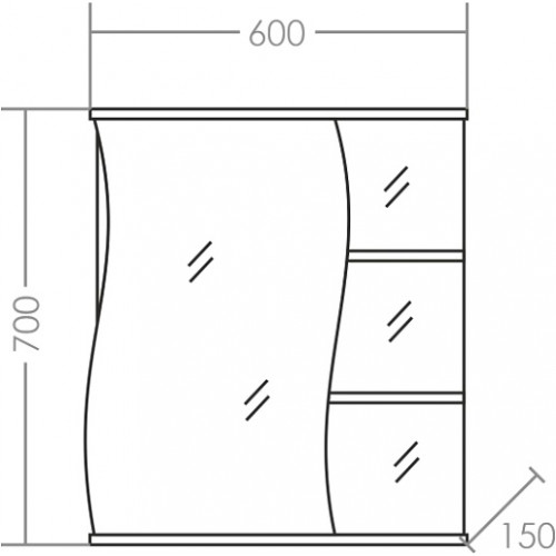 СанТа Зеркальный шкаф Волна 60 L